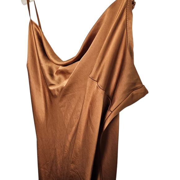 Express Satin Slip Dress Cowl Neck Holiday Cocktail Party Wedding Date Night PL - Picture 5 of 8